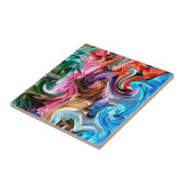 Koel kleurrijke vloeistofpatchwork Abstracte mozaï Tegeltje (Zijkant)