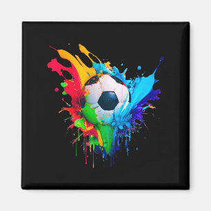 Koel Kleurrijke Voetbal Splash Liefde Voetbal Kuns Magneet