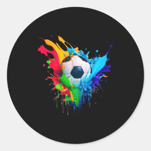Koel Kleurrijke Voetbal Splash Liefde Voetbal Kuns Ronde Sticker