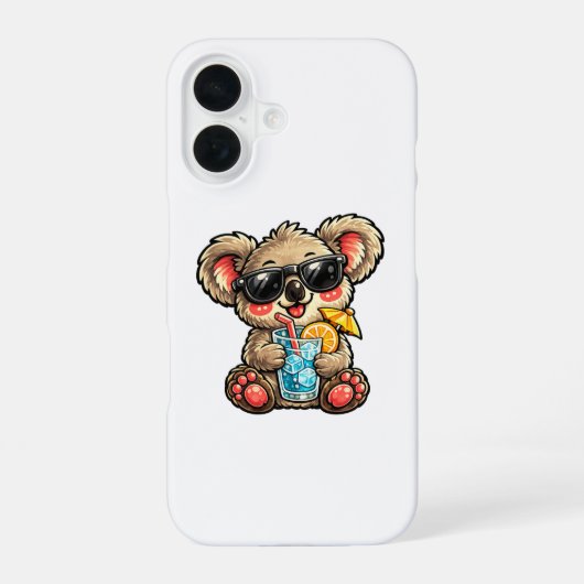 Koel Koala Drank iPhone 16 Hoesje (Achterkant)