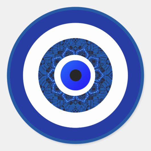 Koel kobaltblauw Grieks mandala nazar boze oog Ronde Sticker (Voorkant)