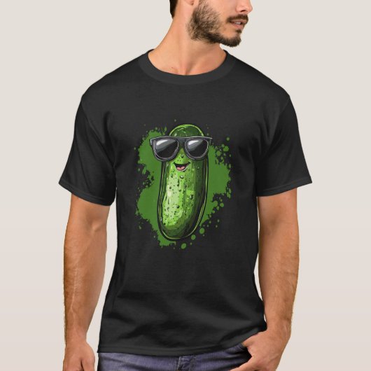 Koel Komkommer Met Zonnebril T-shirt (Voorkant)