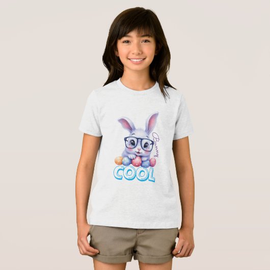 Koel Konijn Pasen Gepersonaliseerde Naam Kinderen Tri-Blend Shirt (Voorkant volledig)