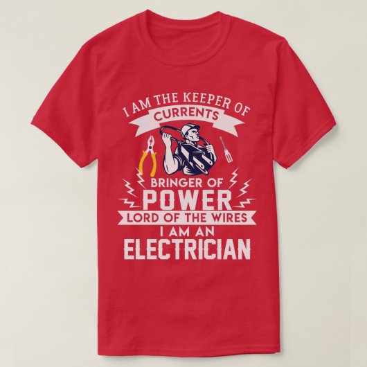Koel kostuum voor elektricien t-shirt (Design voorkant)
