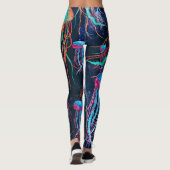 Koel kwal in diepblauw Zee Leggings (Achterkant)