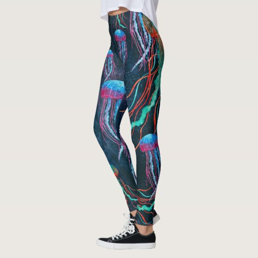 Koel kwal in diepblauw Zee Leggings (Links)
