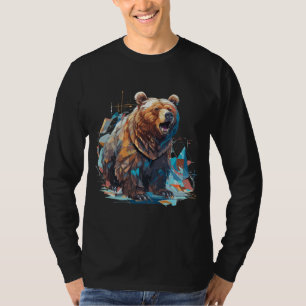 Koel laag poly grizzly Beer ontwerp T-shirt