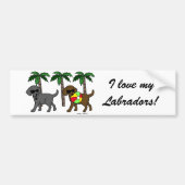 Koel Labradors Beach Party-Cartoon Bumpersticker (Voorkant)