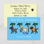 Koel Labradors Beach Party-Cartoon Kaart (Voorkant / Achterkant)