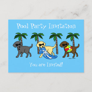 Koel Labradors Beach Party-Cartoon Kaart