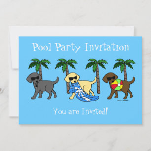 Koel Labradors Beach Party-Cartoon Kaart