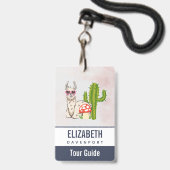 Koel lama in een zonnebril met een hoge zonnebril badge (Front with Lanyard)