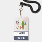 Koel lama in een zonnebril met een hoge zonnebril badge (Back with Lanyard)