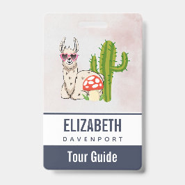 Koel lama in een zonnebril met een hoge zonnebril badge