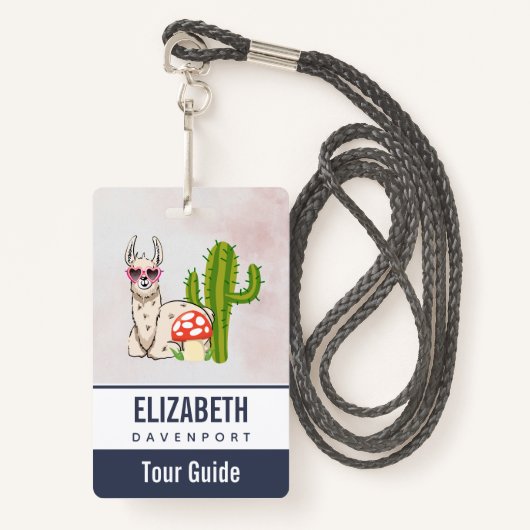 Koel lama in een zonnebril met een hoge zonnebril badge (Voorkant met draagriem)