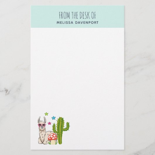 Koel lama in een zonnebril met een hoge zonnebril briefpapier (Voorkant)