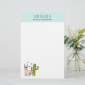 Koel lama in een zonnebril met een hoge zonnebril briefpapier (Staand voorkant)