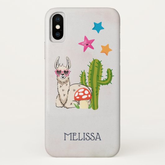 Koel lama in een zonnebril met een hoge zonnebril Case-Mate iPhone case (Achterkant)