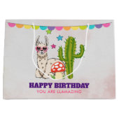 Koel lama in een zonnebril met een hoge zonnebril groot cadeauzakje (Voorkant)