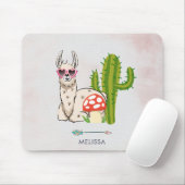 Koel lama in een zonnebril met een hoge zonnebril muismat (Met muis)