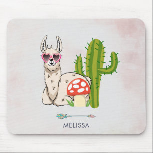 Koel lama in een zonnebril met een hoge zonnebril muismat