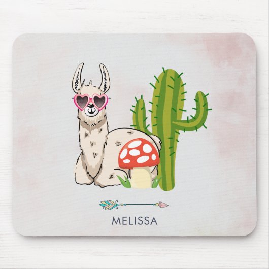 Koel lama in een zonnebril met een hoge zonnebril muismat (Voorkant)