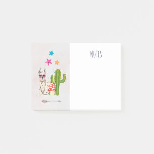 Koel lama in een zonnebril met een hoge zonnebril post-it® notes