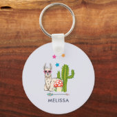 Koel lama in een zonnebril met een hoge zonnebril sleutelhanger (Voorkant)