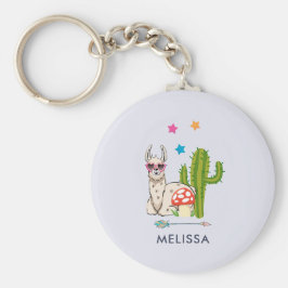 Koel lama in een zonnebril met een hoge zonnebril sleutelhanger