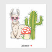Koel lama in een zonnebril met een hoge zonnebril sticker (Vel)