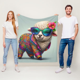 Koel lamsvlees in een kleurrijk pak fleece deken