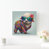 Koel lamsvlees in een kleurrijk pak vierkante klok (Huis)