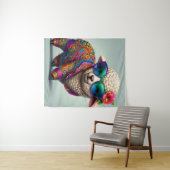 Koel lamsvlees in een kleurrijk pak wandkleed (In Situ (horizontaal))