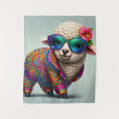 Koel lamsvlees in een kleurrijk pak wandkleed (Voorkant)