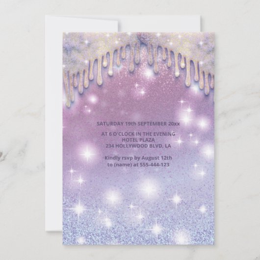 Koel lavendel lila druppels glinsteren glitter omb kaart (Achterkant)