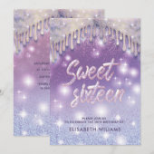 Koel lavendel lila druppels glinsteren glitter omb kaart (Voorkant / Achterkant)