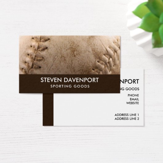 Koel Leder Baseball Old & Worn Visitekaartje (Bureau)