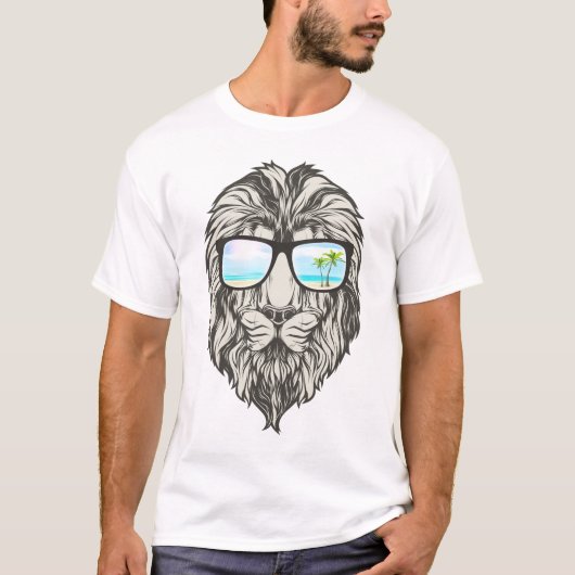 Koel leder met zomerzonnebrillen t-shirt (Voorkant)