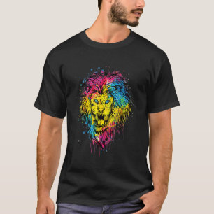 Koel leeuwenkop met helder kleurrijk 5 t-shirt