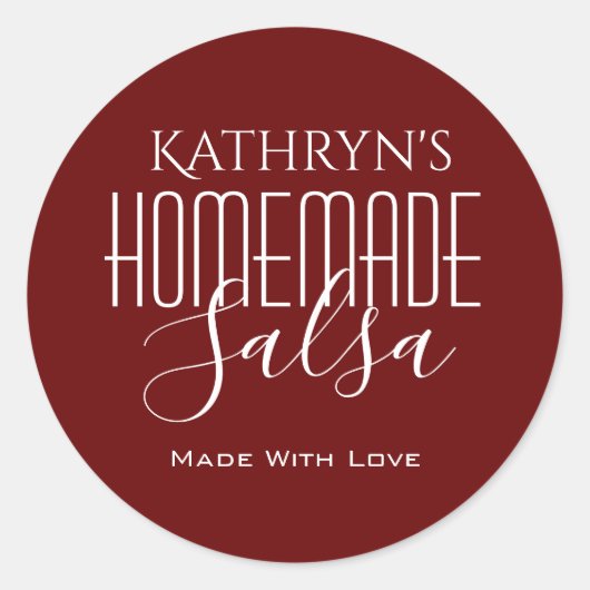 Koel lettertypen op speciaal "Homemade"-label Ronde Sticker (Voorkant)