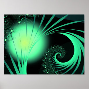 Koel Leuk Abstract Patroon "Groene Orb " Poster