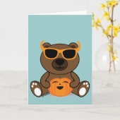 Koel leuk Halloween dragen zonnebril en pompoen Kaart (Gele Bloem)