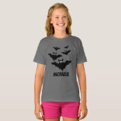 Koel leuke halloween vleermuizen Jouw naam persona T-shirt (Voorkant volledig)