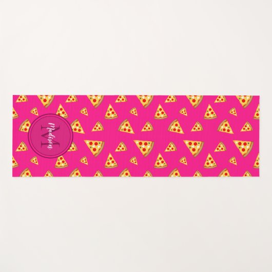 Koel leuke pizza plakken patroon Monogram hete roz Yogamat (Voorkant (horizontaal))