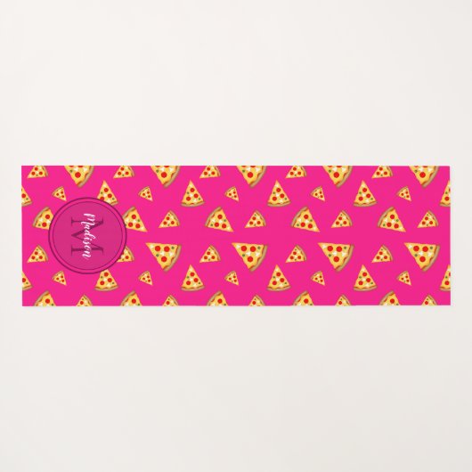 Koel leuke pizza plakken patroon Monogram hete roz Yogamat (Achterkant (horizontaal))