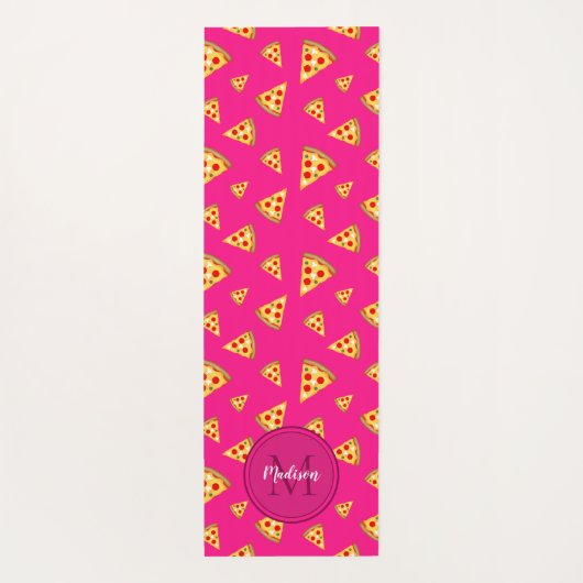 Koel leuke pizza plakken patroon Monogram hete roz Yogamat (Achterkant)