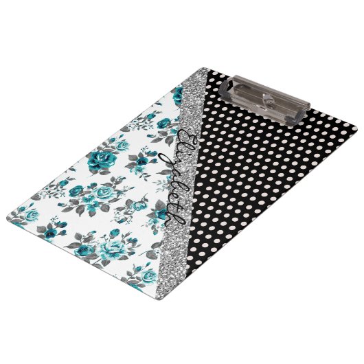 Koel leuke trendy  rozen florale polka-stippen klembord (Gekanteld)