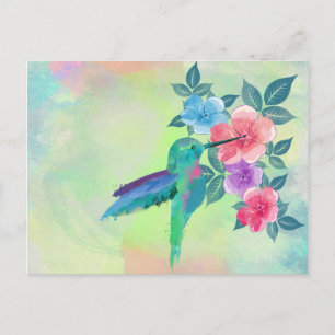 Koel leuke trendy waterverven kolibrij briefkaart