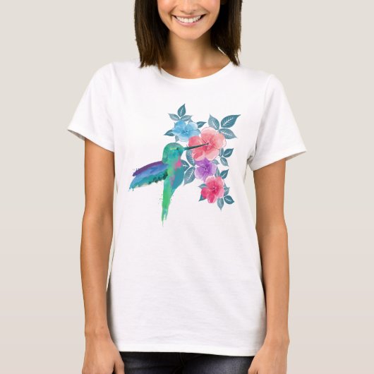 Koel leuke trendy waterverven kolibrij t-shirt (Voorkant)