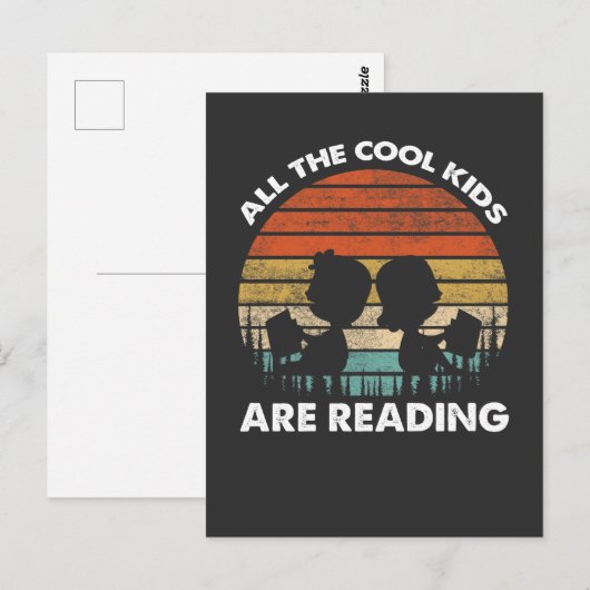 Koel lezen Kinder boek Lover Kinderworm Briefkaart (Voorkant / Achterkant)